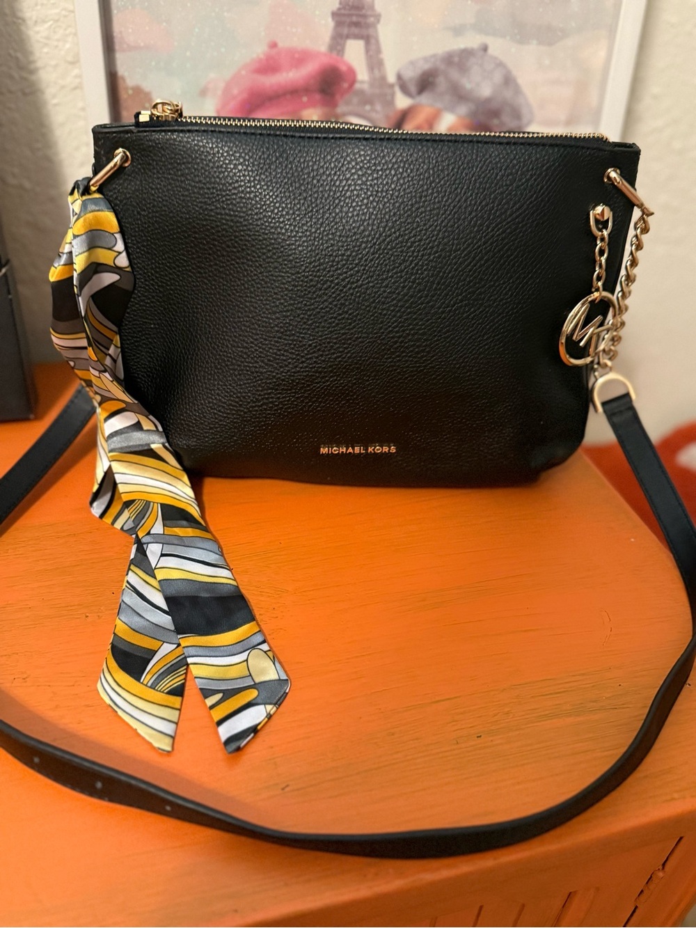 Michael Kors Lillie Black Pebbled Leather Crossbody NWT